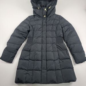 Cole Haan Signature Black Down Feather Puffer Jacket Trench Coat Womens sz Small